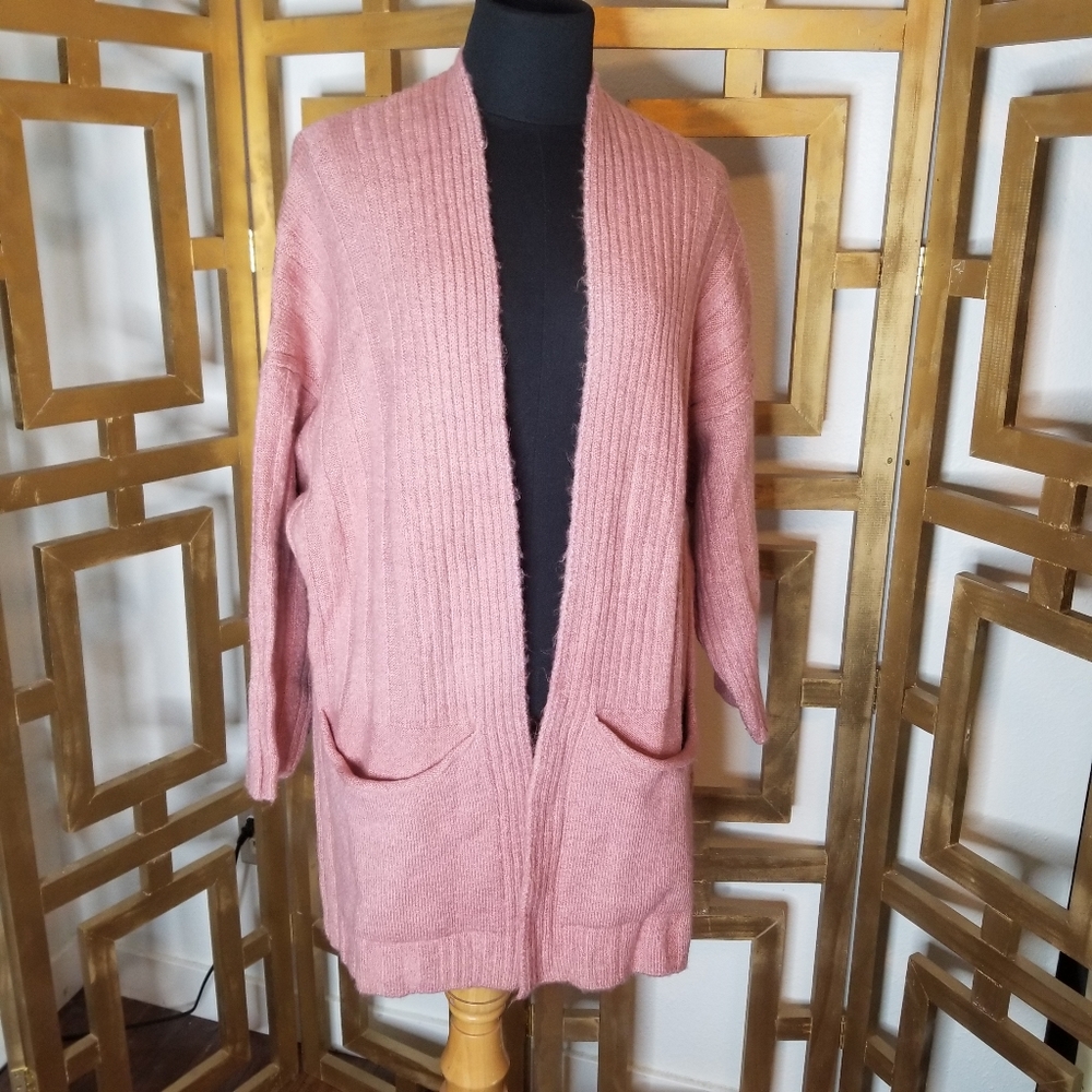 NWT Topshop Long Duster Cardigan Sweater Light Pink
